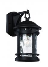  40370 BK - Boardwalk Collection 1-Light, Hook Hanging Wall Lantern with Water Glass